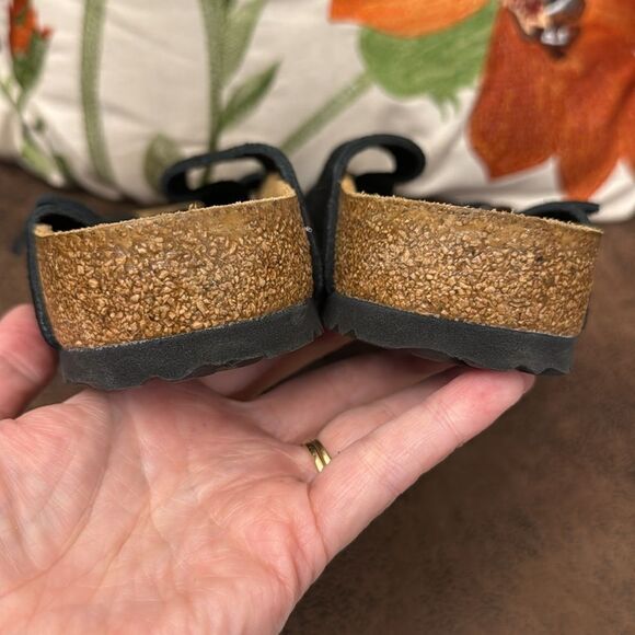 BIRKENSTOCK ARIZONA SOFT FOOTBED BLACK SUEDE CORK DOUBLE BUCKLE 39 REGULAR M6 L8 - Picture 11 of 15